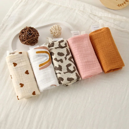 Carrés de toilette bébé en coton – Lot de 5 – 22 × 23 cm