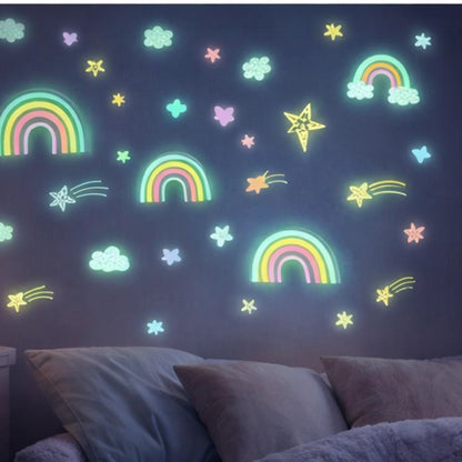 autocollant mural arc-en-ciel lumineux chambre bébé