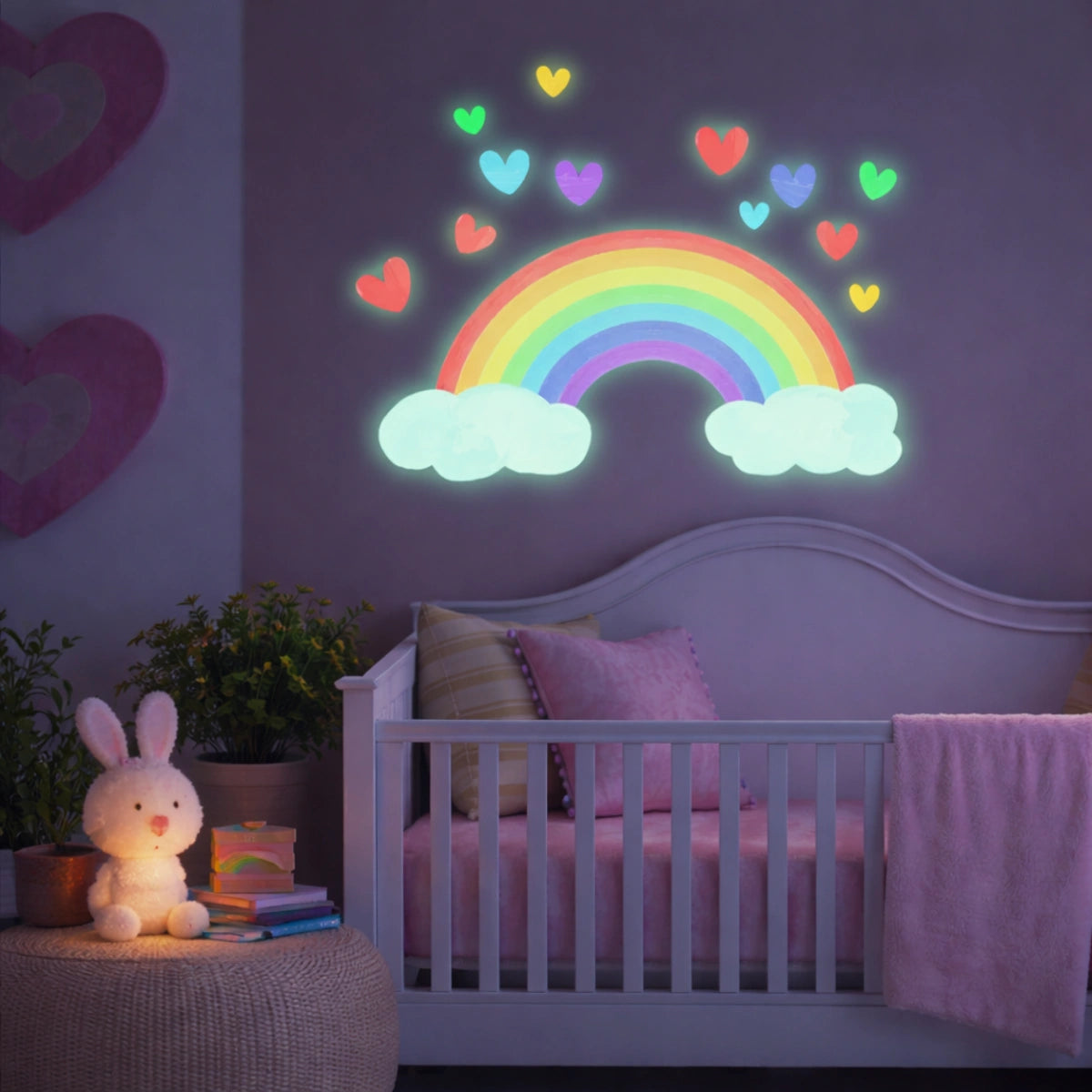 autocollant mural arc-en-ciel lumineux chambre bébé décoration murale