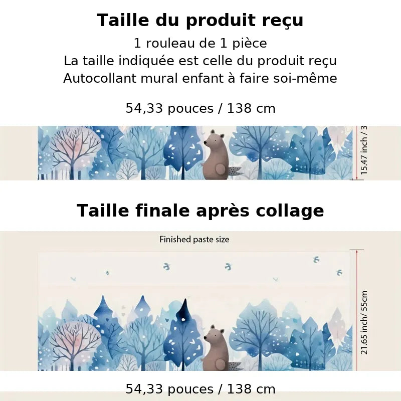 Taille de l'autocollant mural foret et ours