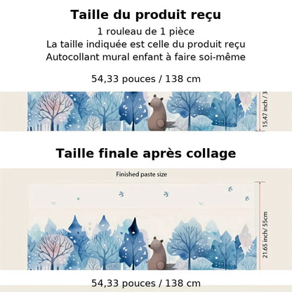 Taille de l'autocollant mural foret et ours