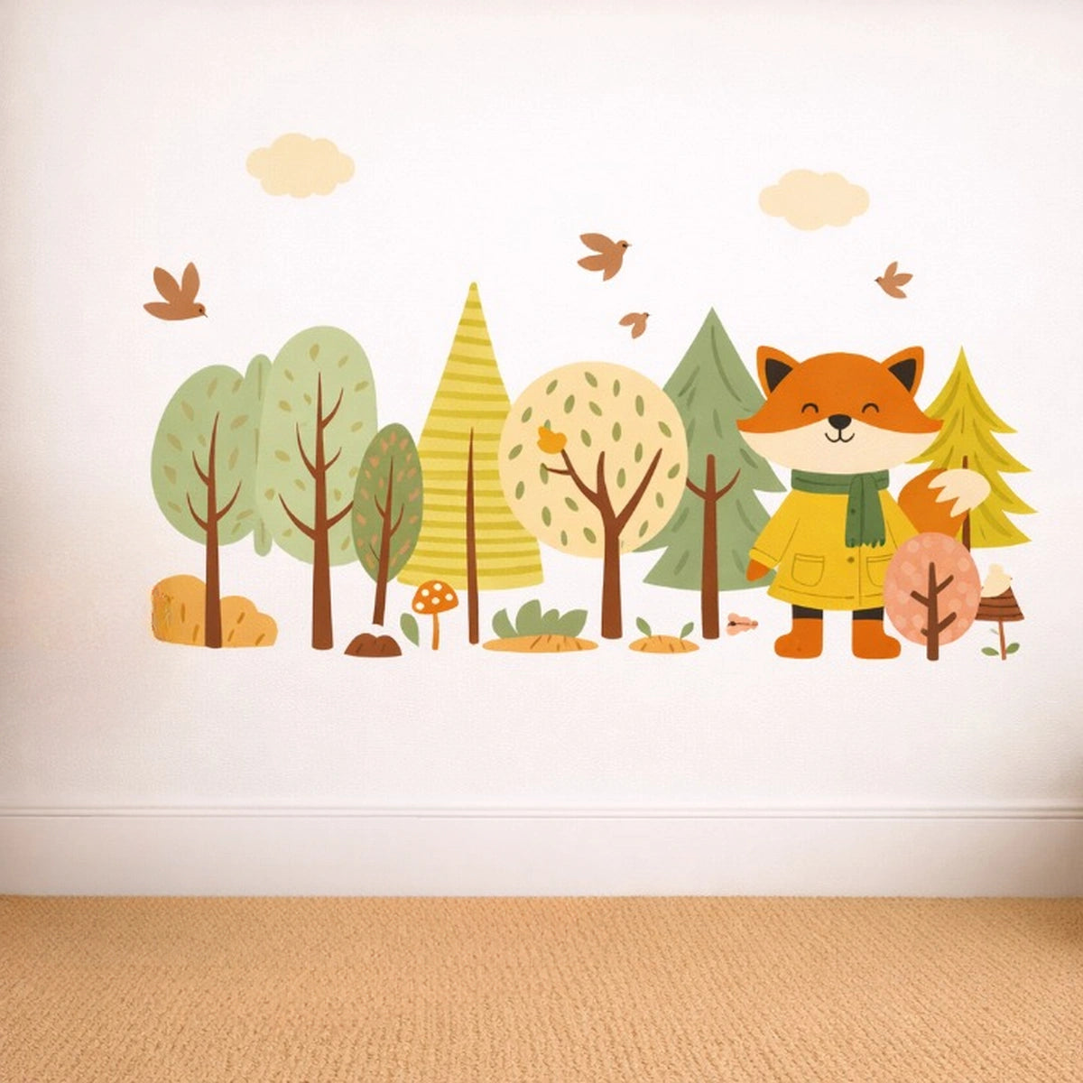 autocollant mural forêt animaux chambre bébé renard décoration murale chambre enfant