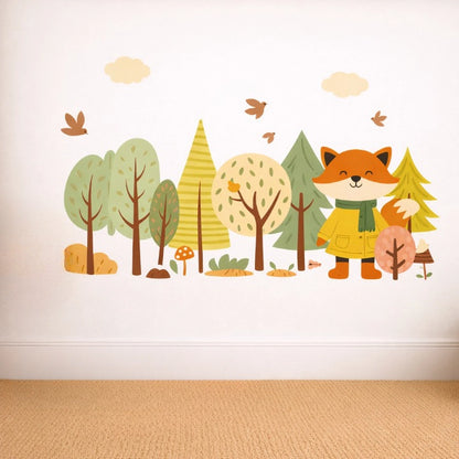 autocollant mural forêt animaux chambre bébé renard décoration murale chambre enfant