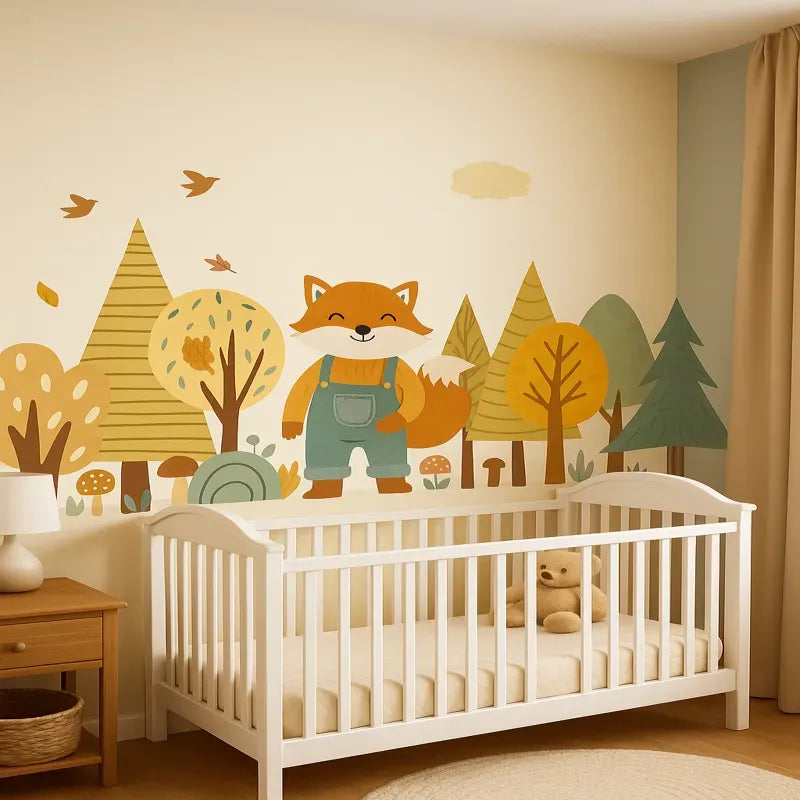 Autocollant foret renard chambre de bébé