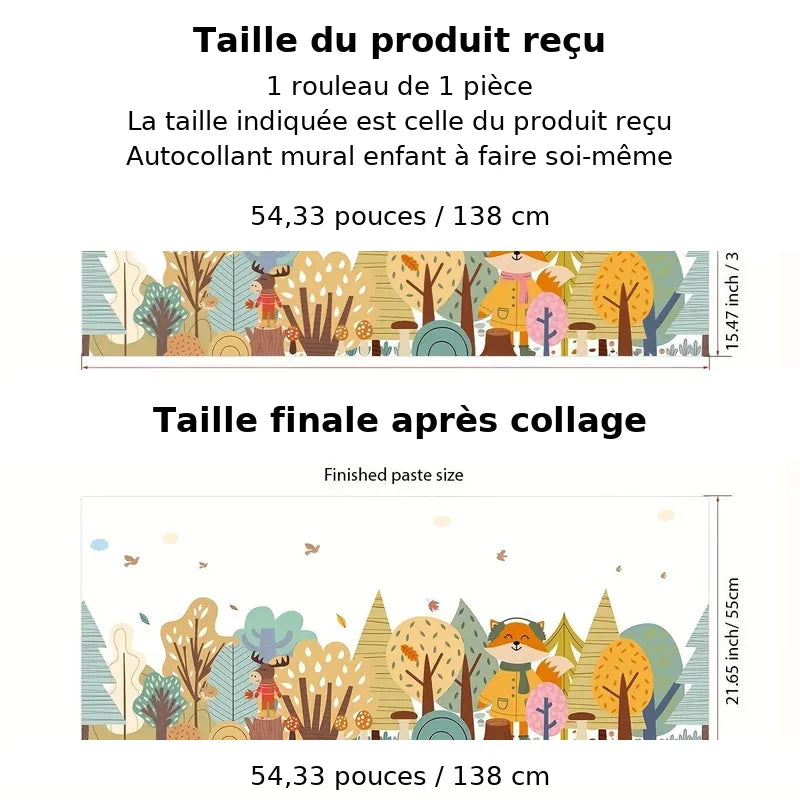 Taille de l'autocollant mural foret et renard