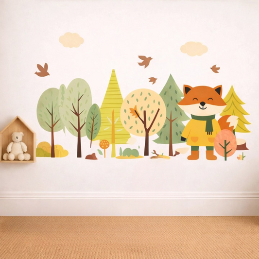 autocollant-mural-foret-renard-chambre-bebe