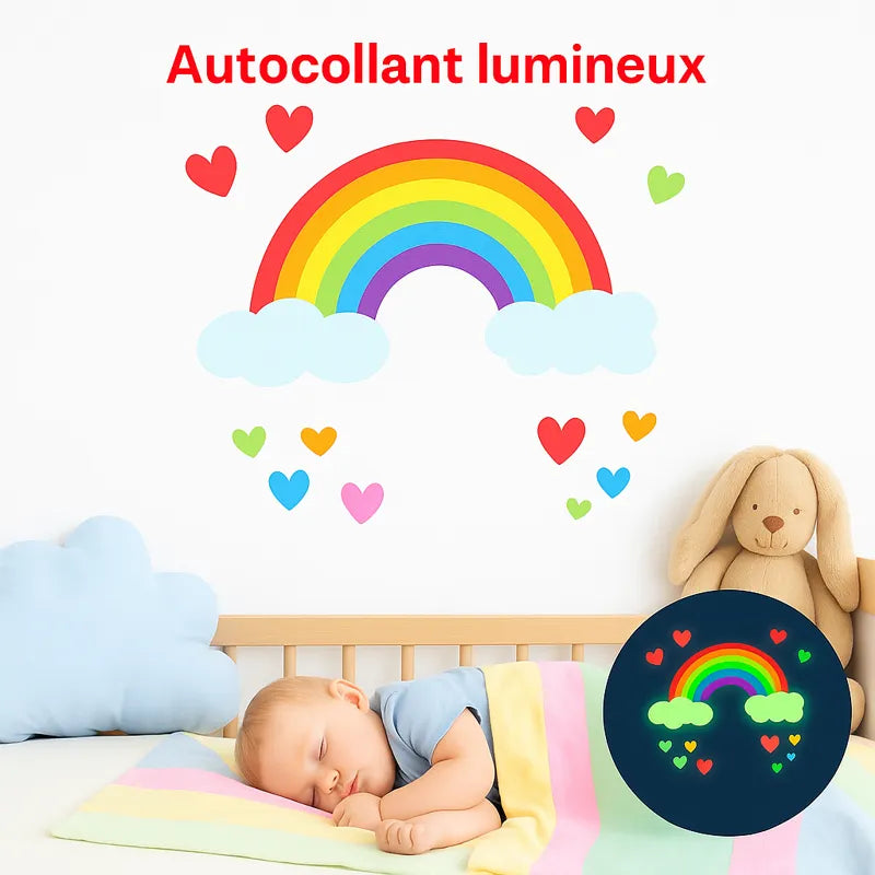autocollant arc-en-ciel lumineux bébé dodo