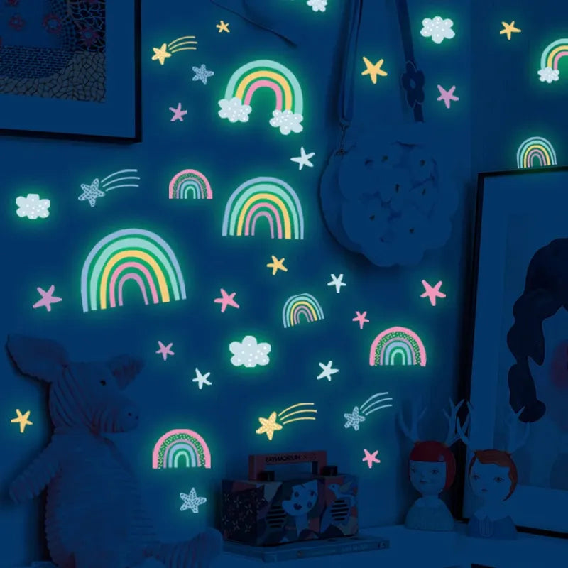 autocollants arc-en-ciel lumineux chambre bébé