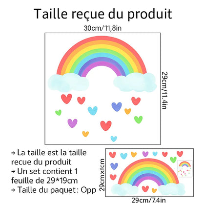 Dimension de l'autocollant arc-en-ciel lumineux
