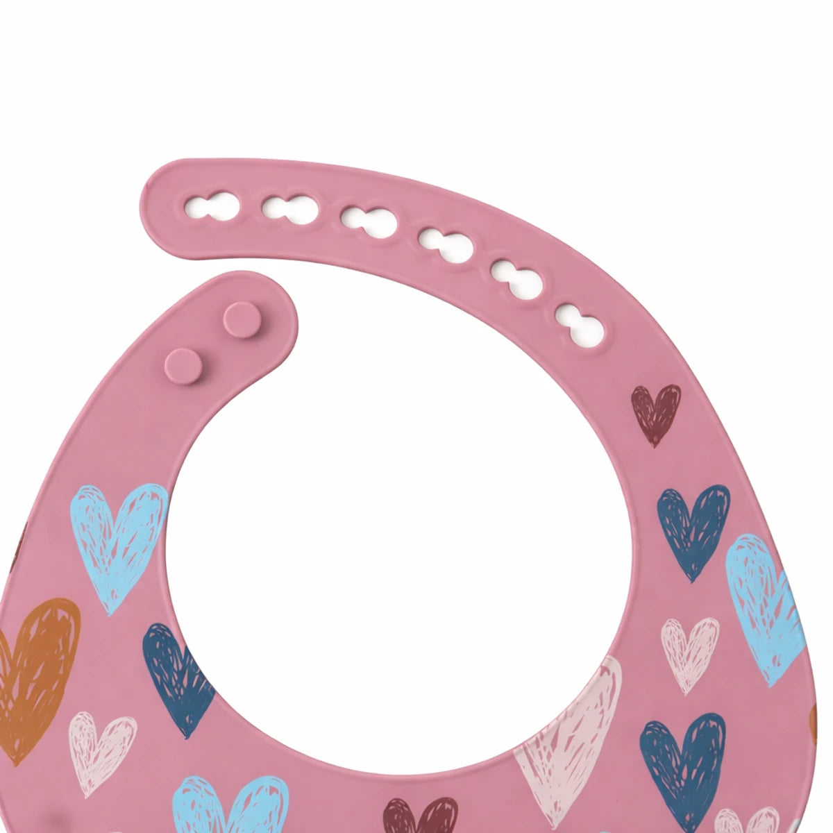 Bavette de bébé en silicone rose réglable