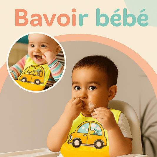 Bavoir bébé - Cigogne et bébé