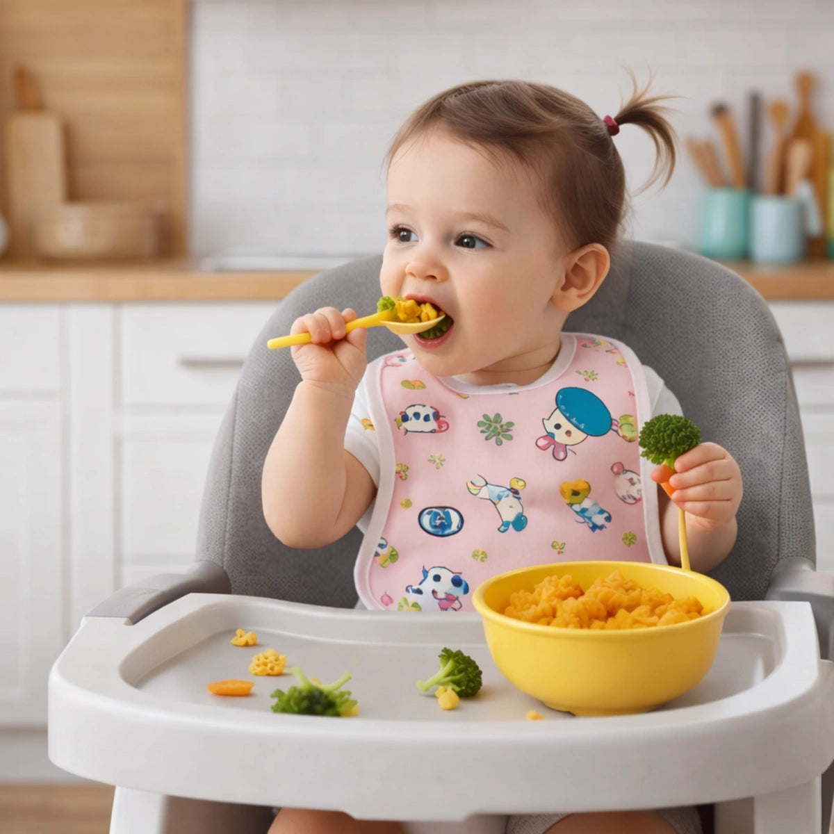 Rapas bébé en chaise haute avec bavoir bébé imperméable anti tache repas propre alimentation bébé