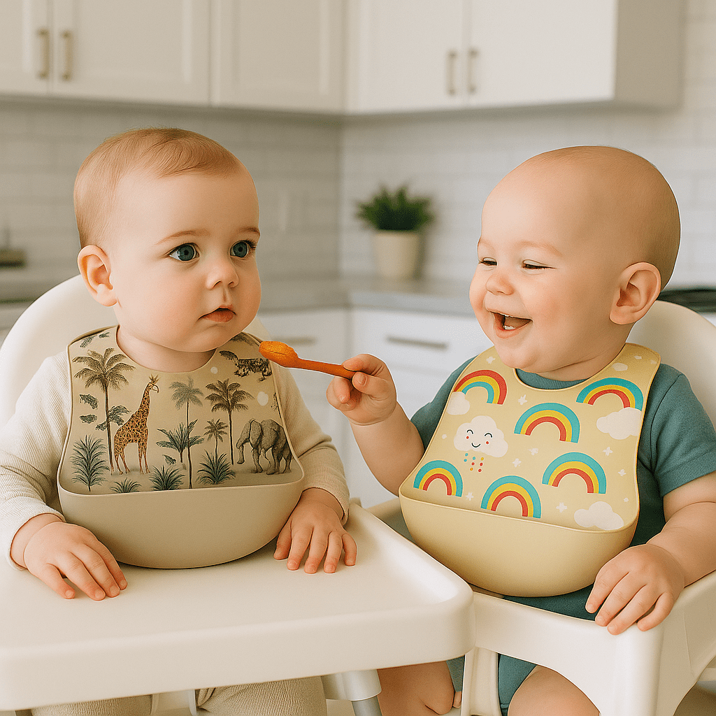 Bavoir bébé | silicone - Cigogne et bébé