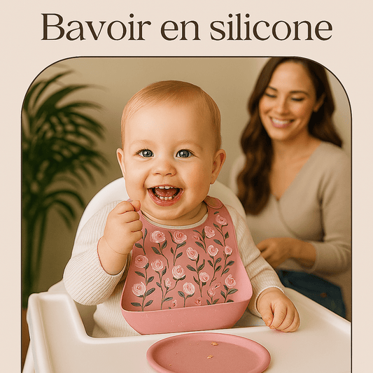 Bavoir bébé | silicone - Cigogne et bébé