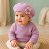 Chapeau bébé | Béret à fleurs en tricot chaud pour l’hiver