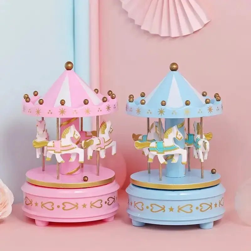 Boite à musique carrousel - Cigogne et bébé
