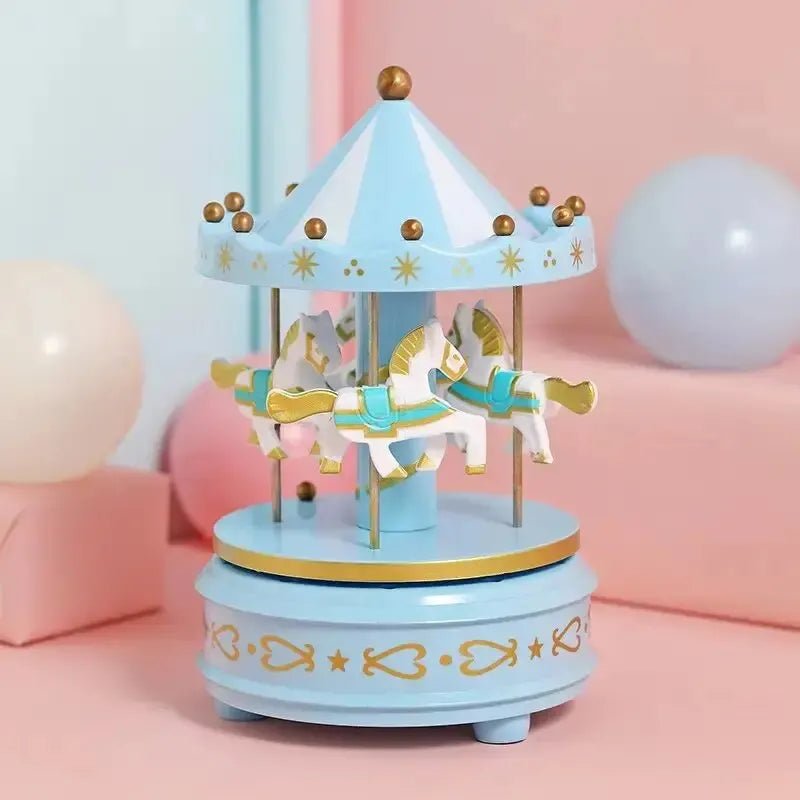 Boite à musique carrousel - Cigogne et bébé