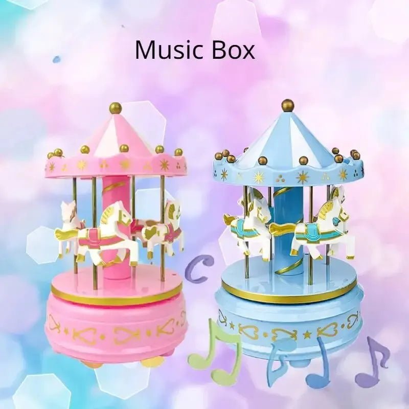 Boite à musique carrousel - Cigogne et bébé