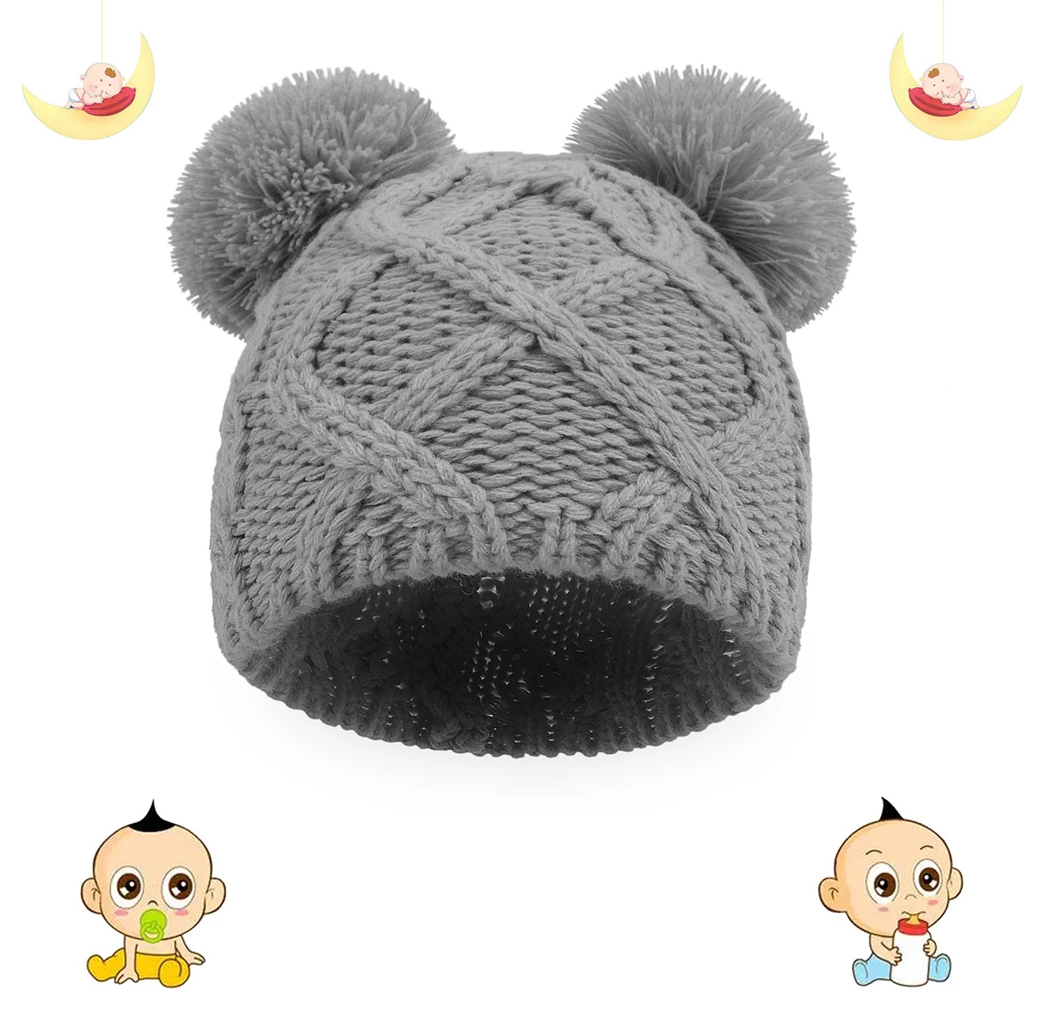 Bonnet pour nouveau - né - Cigogne et bébé