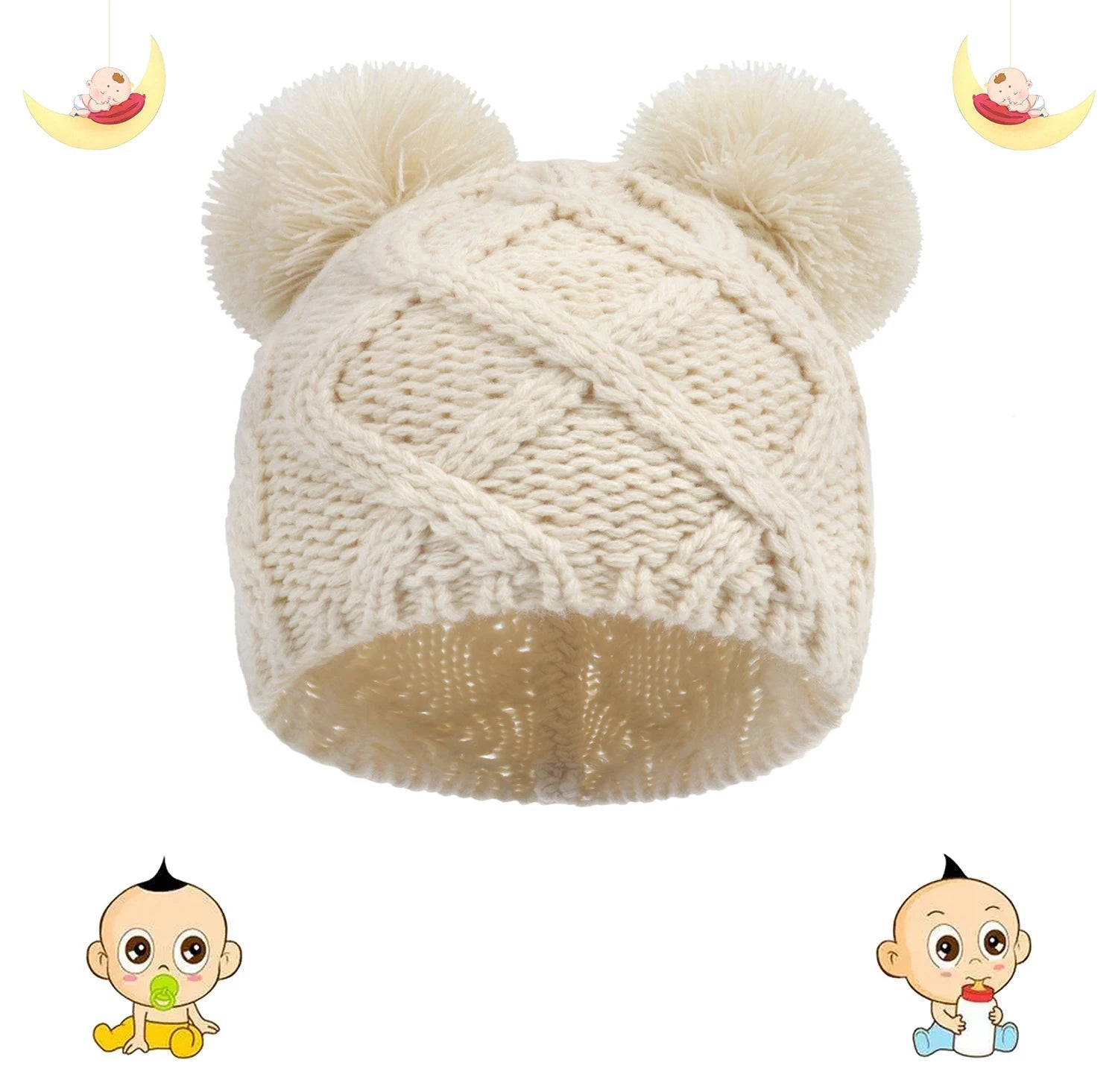 Bonnet pour nouveau - né - Cigogne et bébé