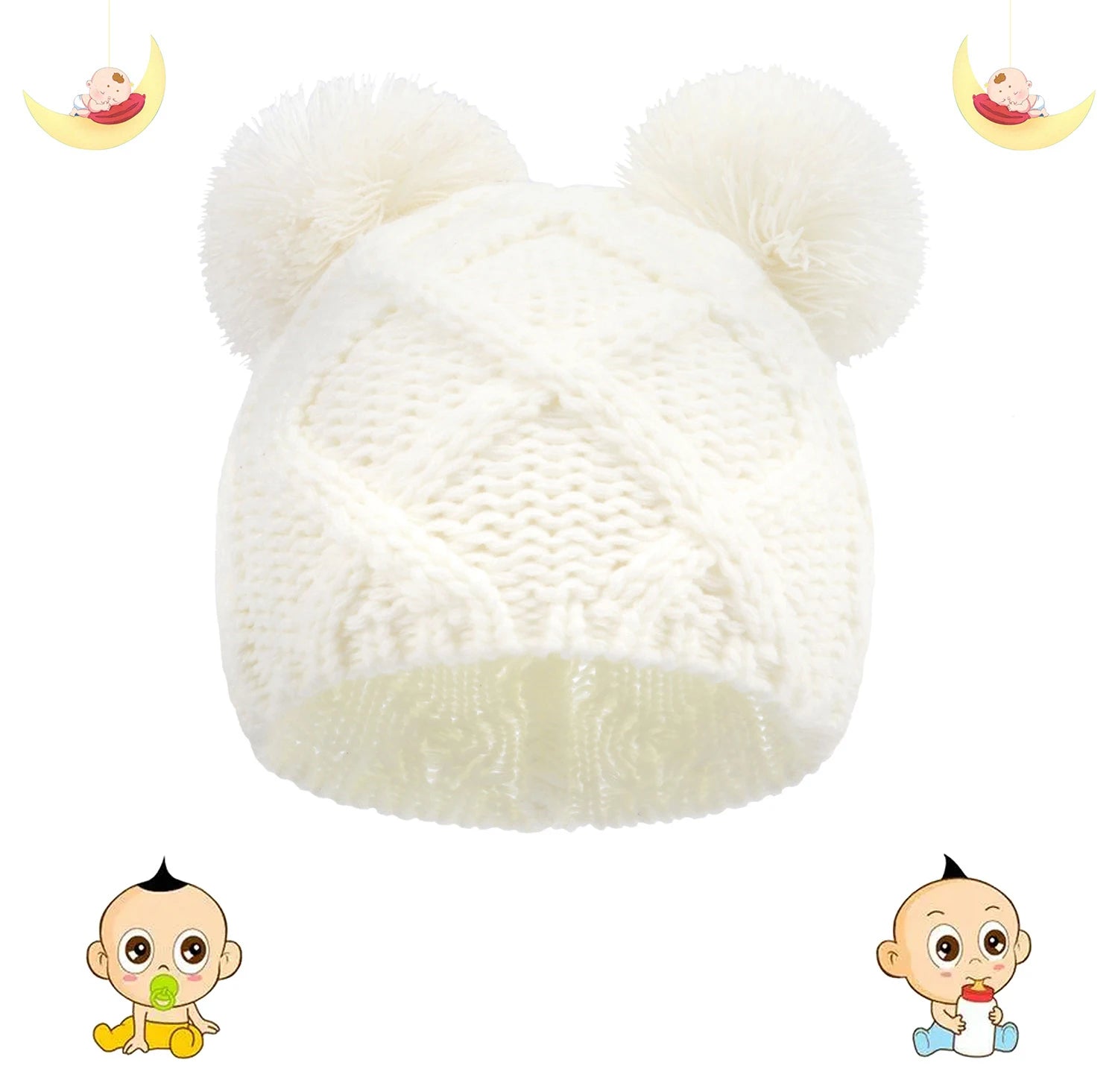 Bonnet pour nouveau - né - Cigogne et bébé