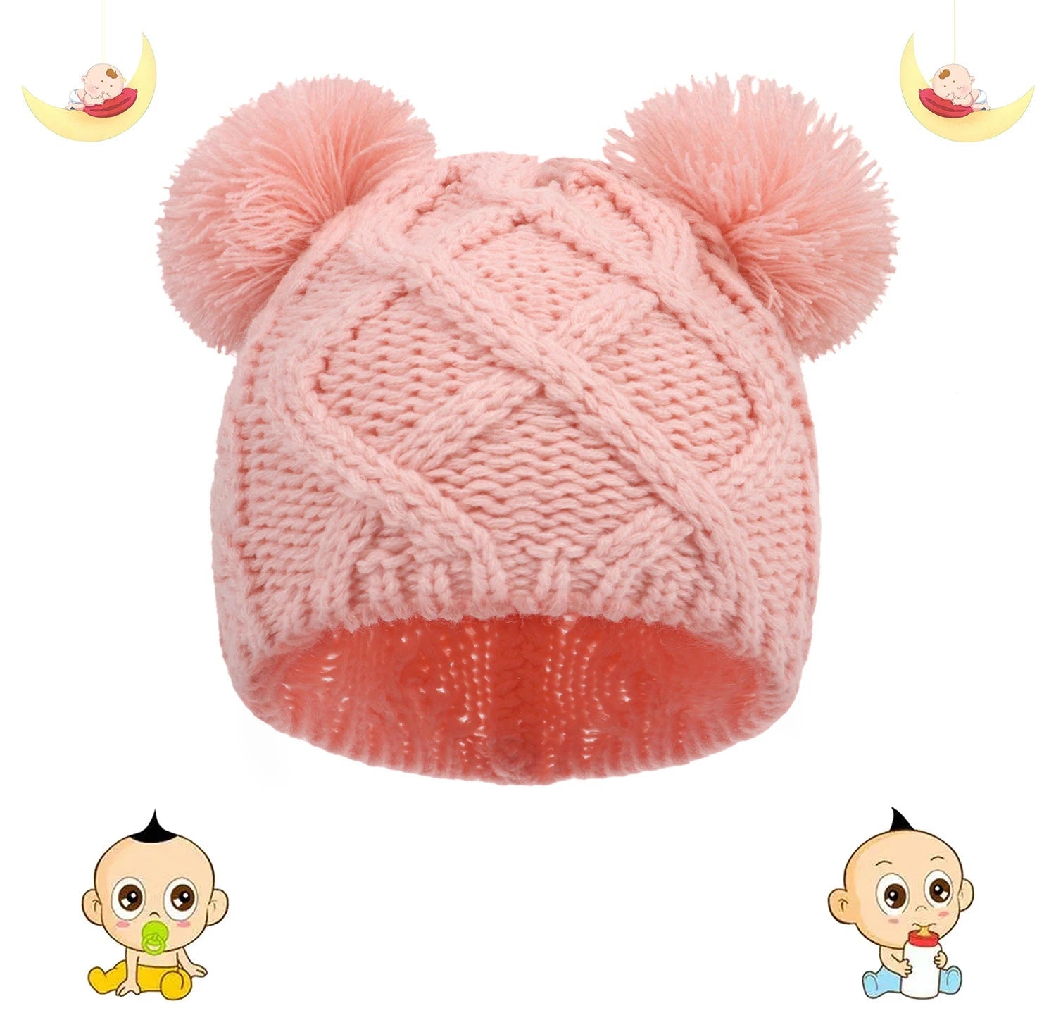 Bonnet pour nouveau - né - Cigogne et bébé