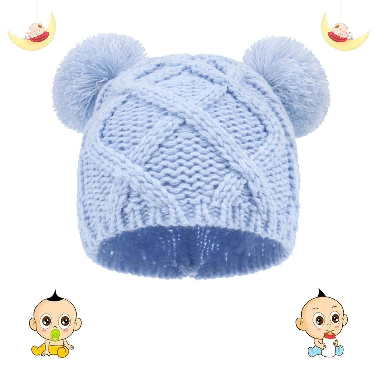 Bonnet pour nouveau - né - Cigogne et bébé
