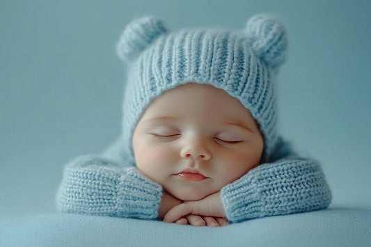 Bonnet pour nouveau - né - Cigogne et bébé