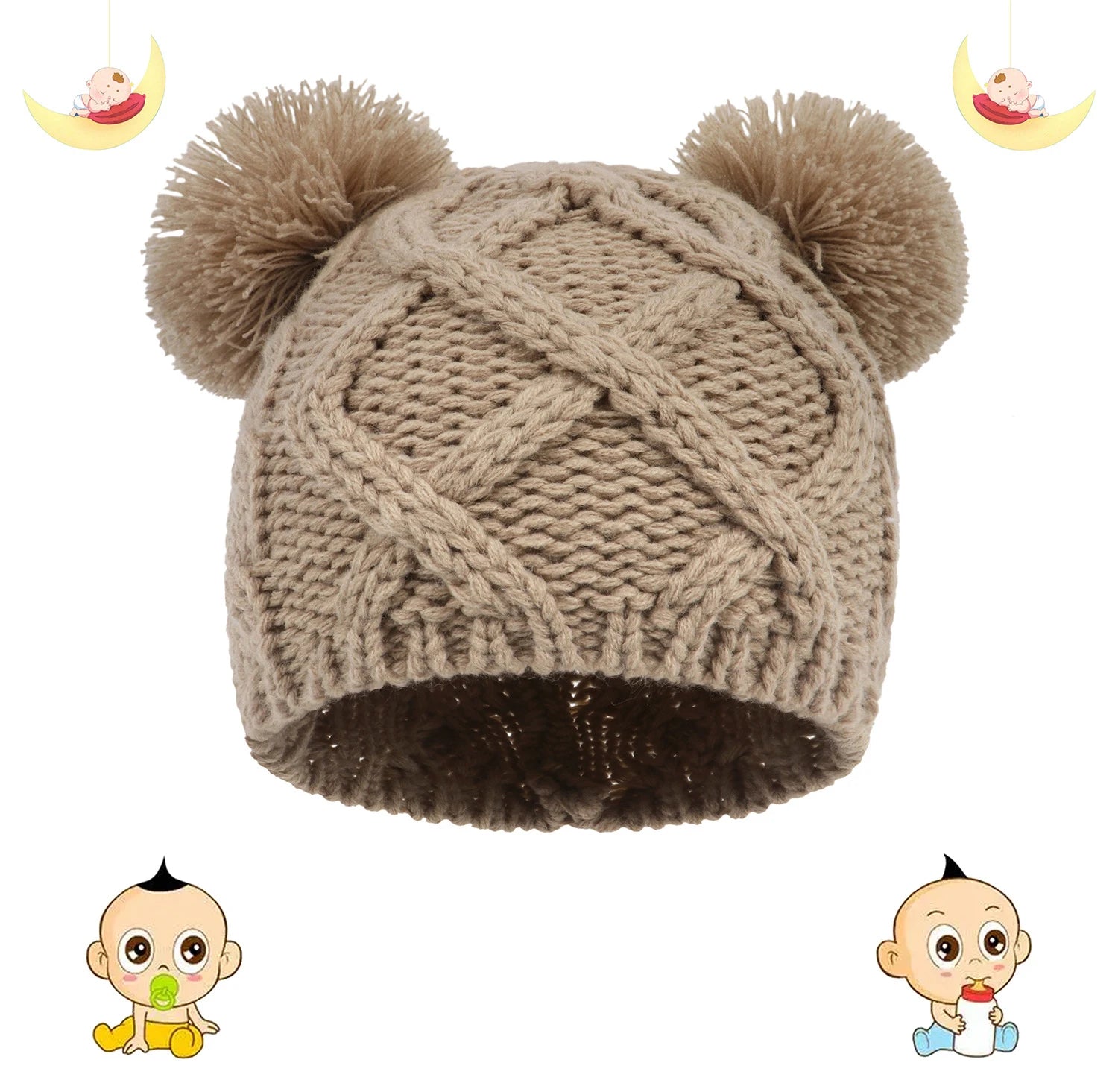 Bonnet pour nouveau - né - Cigogne et bébé