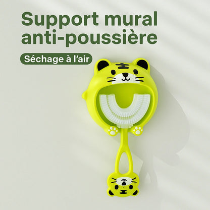 Brosse à dent bébé tigre verte sur support mural
