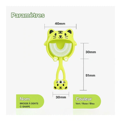Brosse à dent bébé tigre verte dimensions et paramètres