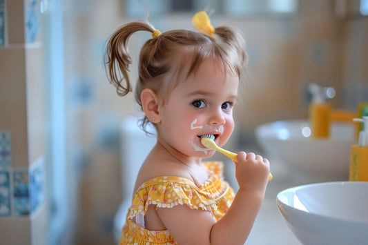 Brosse à dent pour bébé - Cigogne et bébé