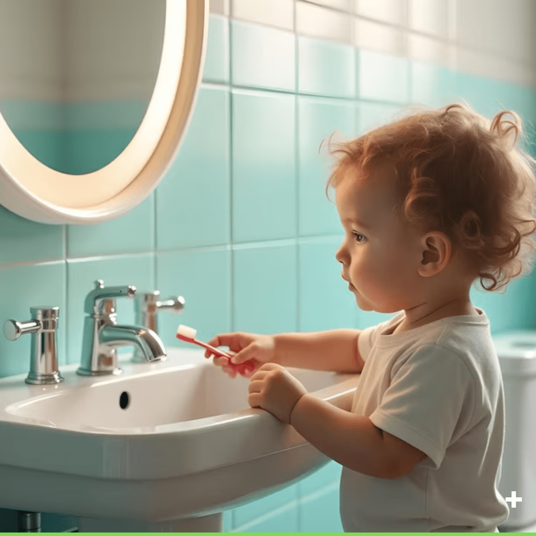 Brosse à dent pour bébé - Cigogne et bébé