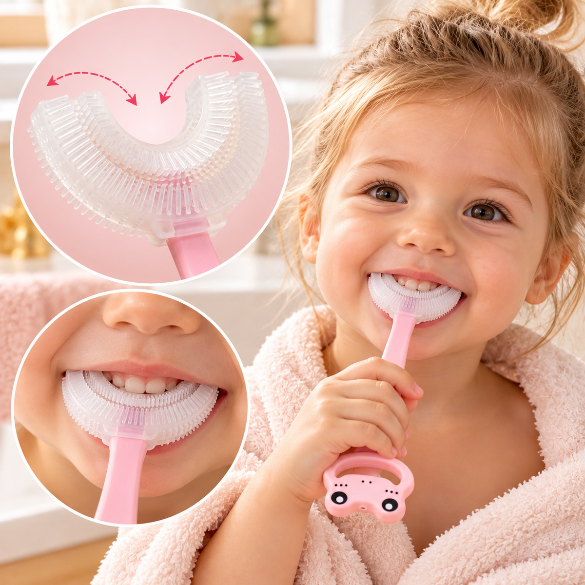 Brosse à dents enfant en silicone en forme de U – Lot de 2