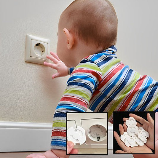 Cache prise bébé - Cigogne et bébé