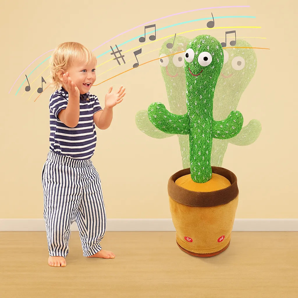 Enfant qui s'amuse et dance avec le cactus musical