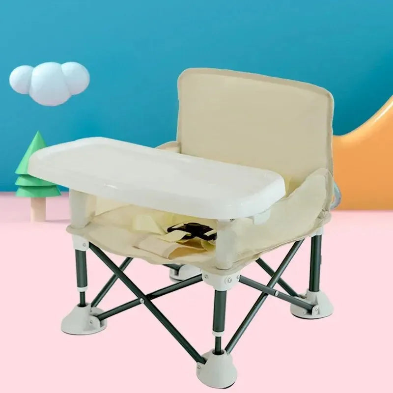 Chaise de voyage bébé pliable beige légère et portable