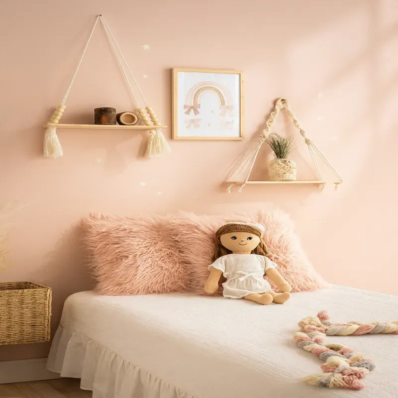 2 étagères murales suspendues dans chambre de jeunes fille