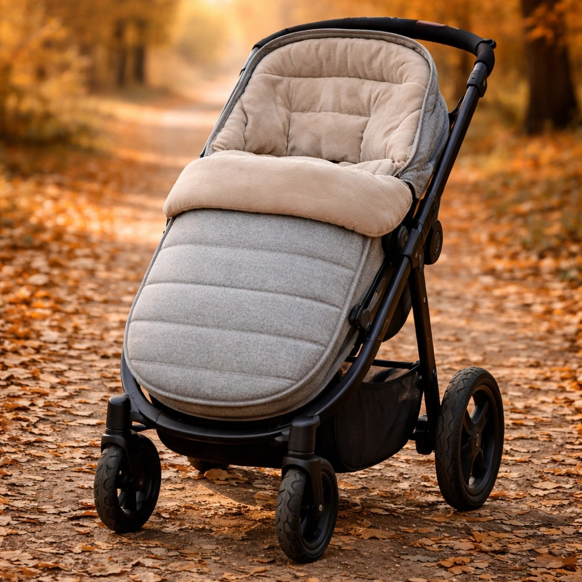 chancelière poussette bébé grise universelle vue rapprochée produit chancelière confortable