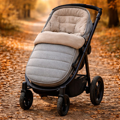 chancelière poussette bébé grise universelle vue rapprochée produit chancelière confortable