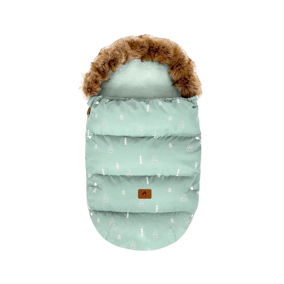 Chancelière poussette hiver universelle bébé, modèle vert motif sapins,