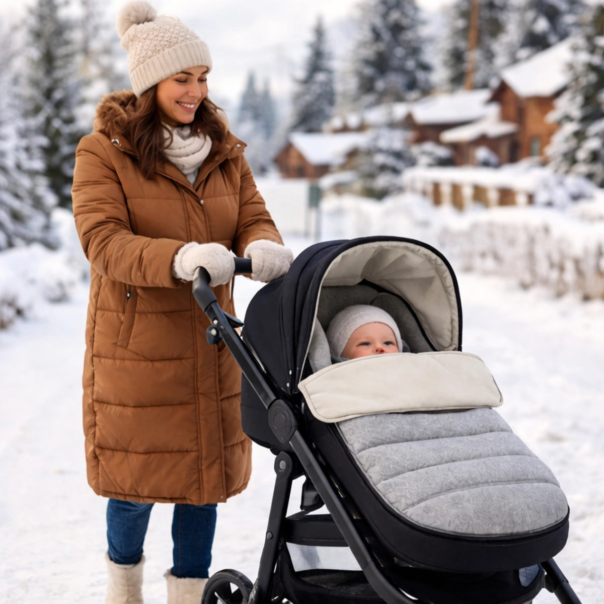 chancelière poussette hiver bébé gris promenade neige poussette protection thermique