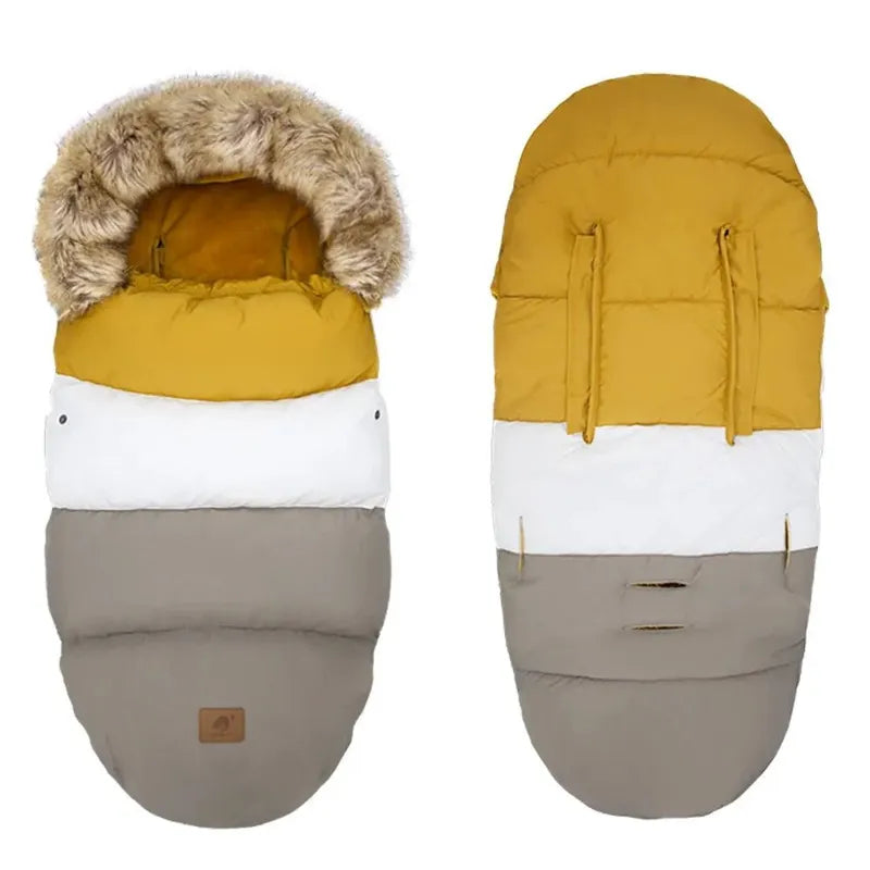 Chancelière poussette jaune et gris