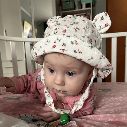 Chapeau bebe | en mousseline - Cigogne et bébé
