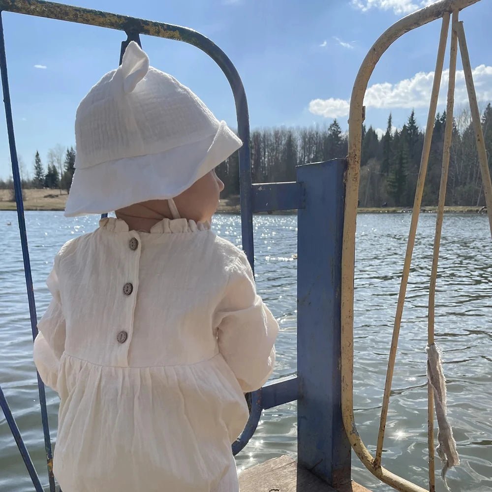 Chapeau bebe | en mousseline - Cigogne et bébé