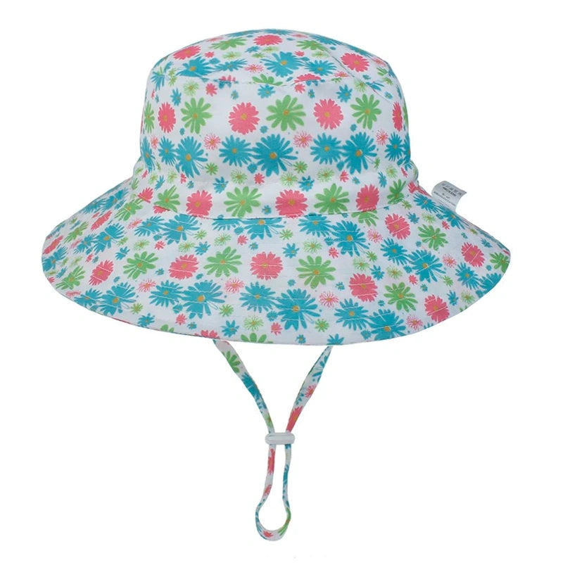 Chapeau bébé à fleurs colorées – chapeau de soleil respirant pour bébé