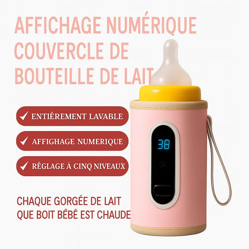 Chauffe biberon USB portable rose avec affichage numérique