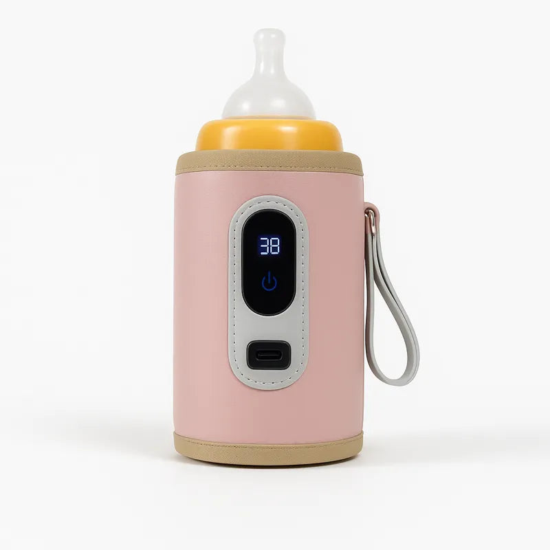 Chauffe biberon USB portable rose avec affichage numérique 38°C