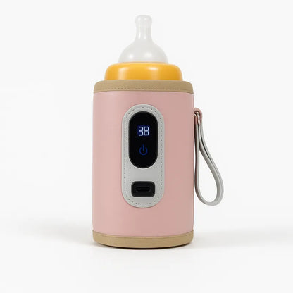 Chauffe biberon USB portable rose avec affichage numérique 38°C