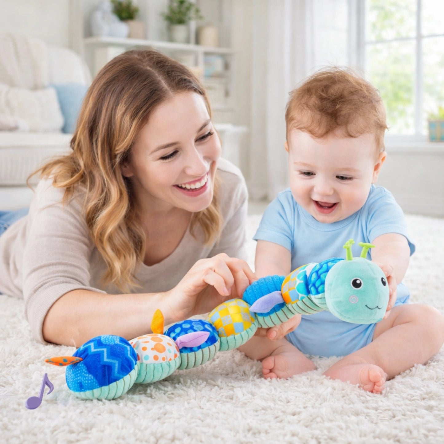 Jouet chenille musicale bébé interaction maman enfant jouet d’éveil sensoriel peluche éducative stimulation motricité
